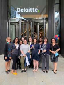 Group of Salem College Study Abroad students in front of Deloitte